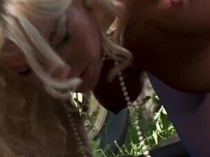 hey, natasha marley in fishnets gets a big cock facial outdoors