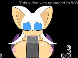 Rouge interrupts Shadow to suck the big cock, extra secret scene.