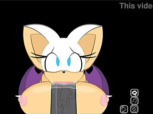 Rouge interrupts Shadow to suck the big cock, extra secret scene.