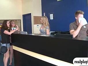 Pretty babes flash for cash