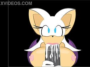 Rouge interrupts Shadow to suck the big cock, extra secret scene.