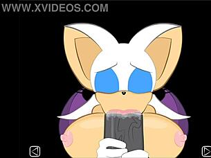 Rouge interrupts Shadow to suck the big cock, extra secret scene.