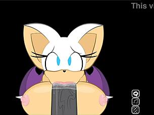 Rouge interrupts Shadow to suck the big cock, extra secret scene.