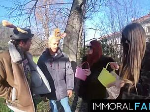 Mia Trejsi Begs for Double Dicks in Outdoor Egg Hunt Pussy Pounding