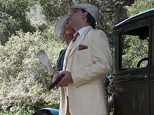 hey, natasha marley in fishnets gets a big cock facial outdoors