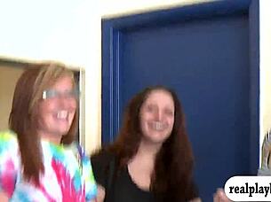 Pretty babes flash for cash