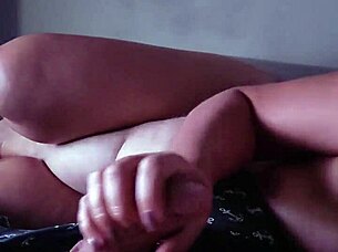 Stepmom jerks stepson while watching cartoon