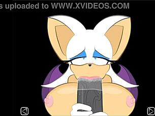 Rouge interrupts Shadow to suck the big cock, extra secret scene.