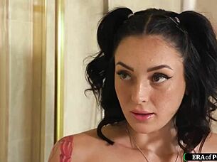 busty brunette gives her ex a hot nuru massage in the shower 😍