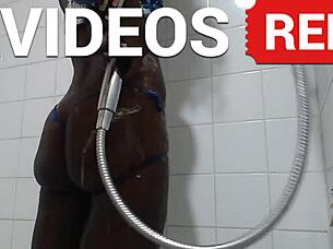 real amateur sexy black legs shower naked 😍