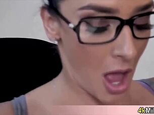 Secretary licks boss's pussy at work