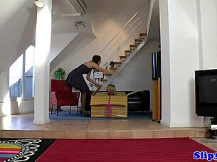 Uk teen and milf blow old man's cock in group masturbation