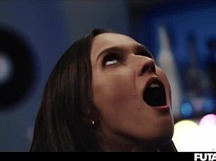 Black girl gets double penetration from big dick futa girls.