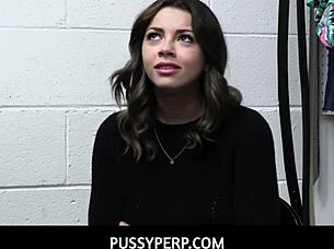 Brunette With Big Tits Strips In Back Office For Punishment