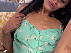 skinny gia vendetti toys her wet pussy with fingers