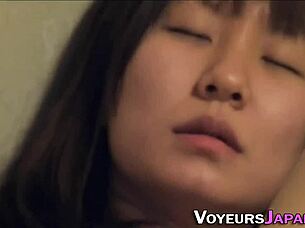 Sexy Asian teen 18+ rubs clit in hidden cam voyeur.