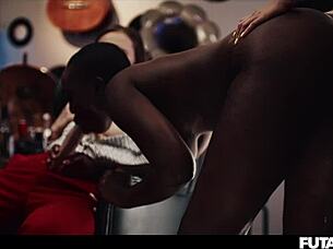 Black girl gets double penetration from big dick futa girls.