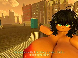 nudist milf antonelachan bares it all on the beach in wild cartoon style