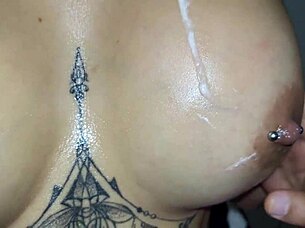 Sensitive big tits sucked to intense orgasms by athletic milf in lingerie