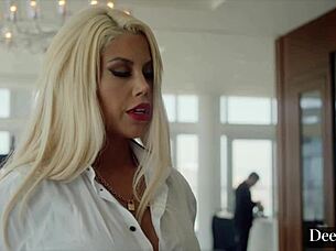 Deeper Mistress Maitland Overtakes Her Domme Bridgette B In A Bound Pussy Riding And Facial Session.