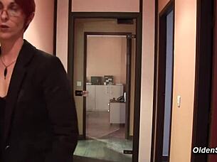 Mature French lady at work with big cock