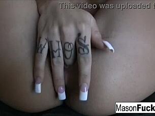 Sexy Tattooed Mason Teases Her Pussy In Pink Lingerie.