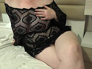 Chubby Russian milf teases boyfriend with juicy big tits and hairy beaver close-up