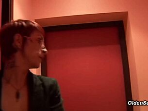 Mature French lady at work with big cock