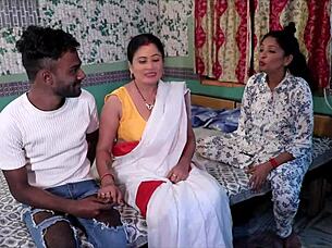 Indian bhabhi enjoys threesome with stepsister and husband