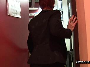 Mature French lady at work with big cock