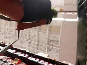 big ass mexican latina walks in the supermarket attracting attention