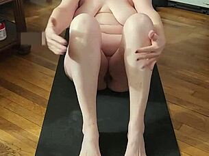 Hot milf performs naked yoga routine for viewers.