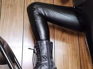leather boot domme session with heels and goddess vibe