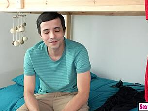 Tiny blonde teen lets perv stepbro fuck pussy