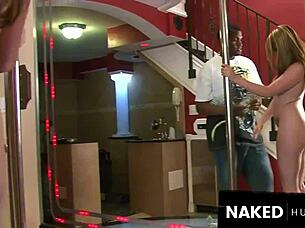 Pretty blonde stripper with tongue ring sucking big cock then doggy fuck 😈