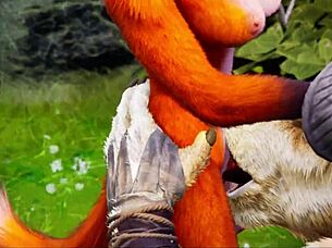 Minotaur ravages furry foxy and tiger girls! Wild outdoor sin in rain!