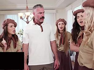 Watch Kylie and Rissa lose their virginity in this orgy?