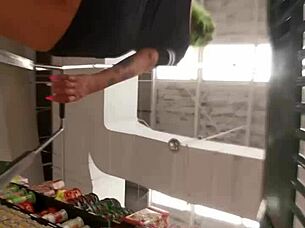 big ass mexican latina walks in the supermarket attracting attention