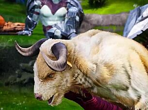 Minotaur ravages furry foxy and tiger girls! Wild outdoor sin in rain!