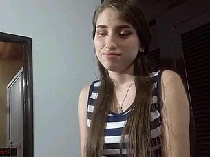 My stepsister and I are alone in the cabin, touching each other until we fuck.