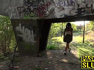 submissive english slut fucked hard and rough with creampie