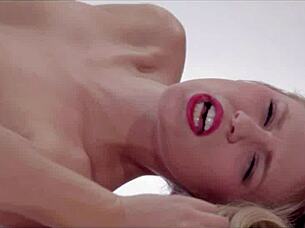 Watch the blonde milf in heels masturbate her shaved pussy before getting assfucked.