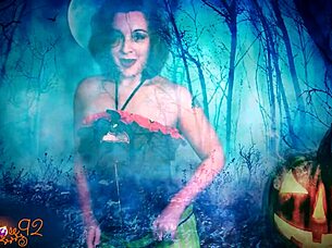 ghostly ghoulfriend giving jerk off instructions, dirty talk in costume