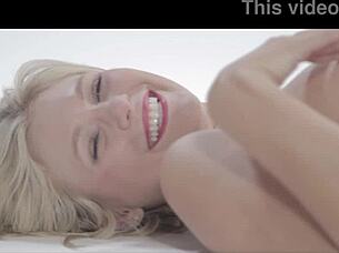 Watch the blonde milf in heels masturbate her shaved pussy before getting assfucked.