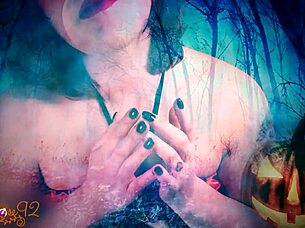 ghostly ghoulfriend giving jerk off instructions, dirty talk in costume