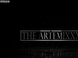 I see artemixxx fucking trixxie morella's tiny ebony pussy