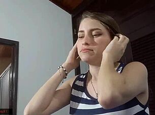 My stepsister and I are alone in the cabin, touching each other until we fuck.