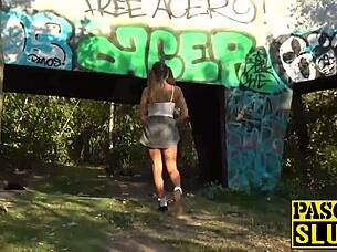 submissive english slut fucked hard and rough with creampie