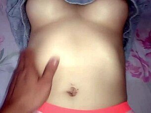 My stepbrother surprises me masturbating in my room, leading to creampie