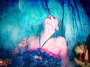 ghostly ghoulfriend giving jerk off instructions, dirty talk in costume